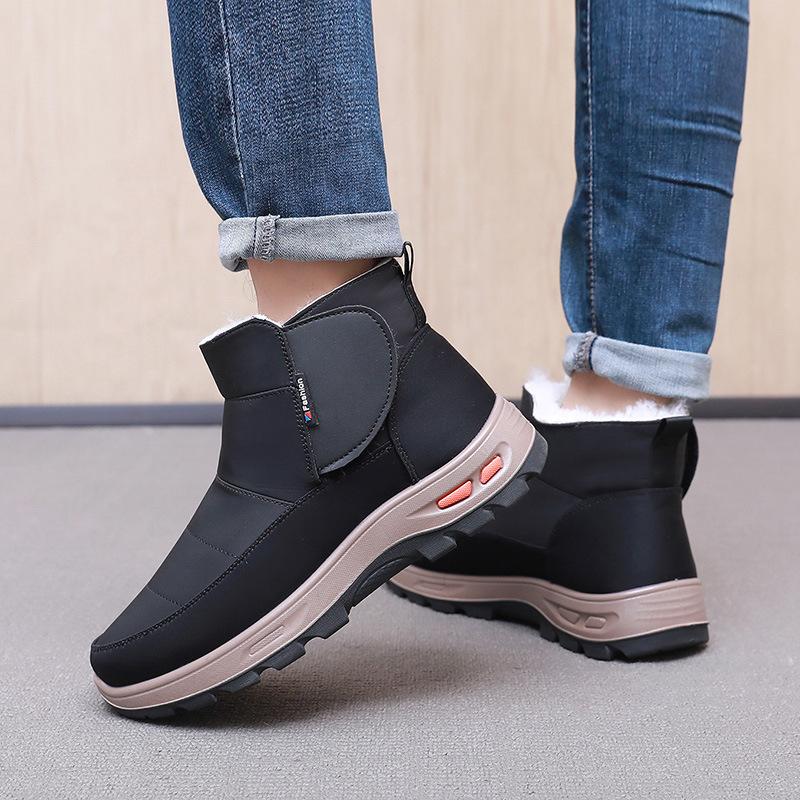 Winter Men's Wool Cotton Shoes with Fleece and Thickened Fur Integrated Dad Shoes Non-slip Snow Boots
