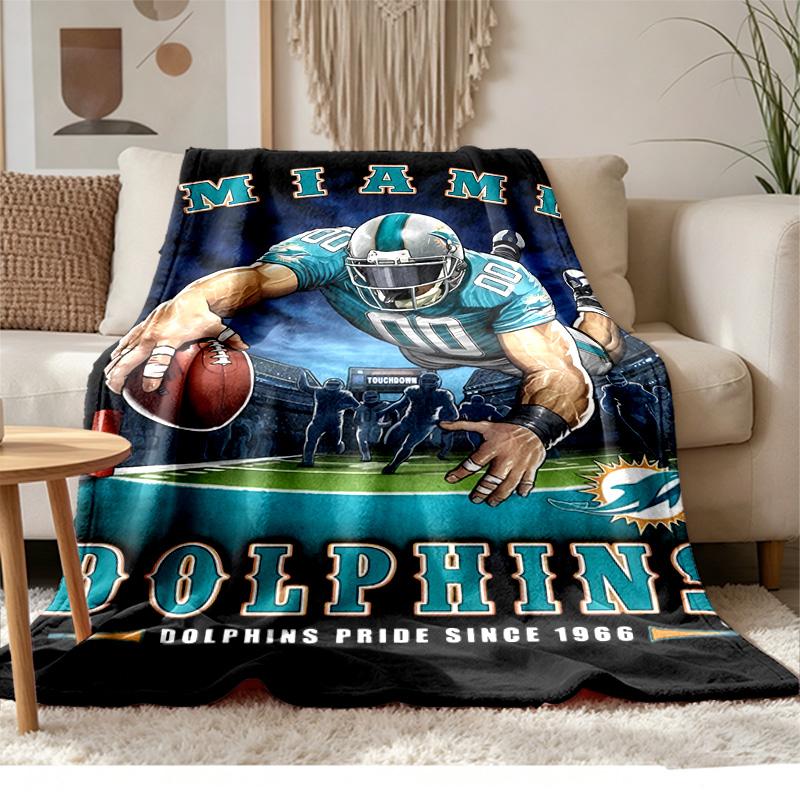 Miami Dolphins Soft and Comfortable Flannel Suitable for Sofas Living Rooms Outdoor Camping Travel and Also Makes a Great Anniversary Gif