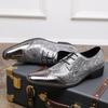 Fashion Fashionable Block Shoes Men Pointed Silver Gold Flower Lace Up Business Classic Printed Formal Shoes Luxury Men Shoes Size 38-46