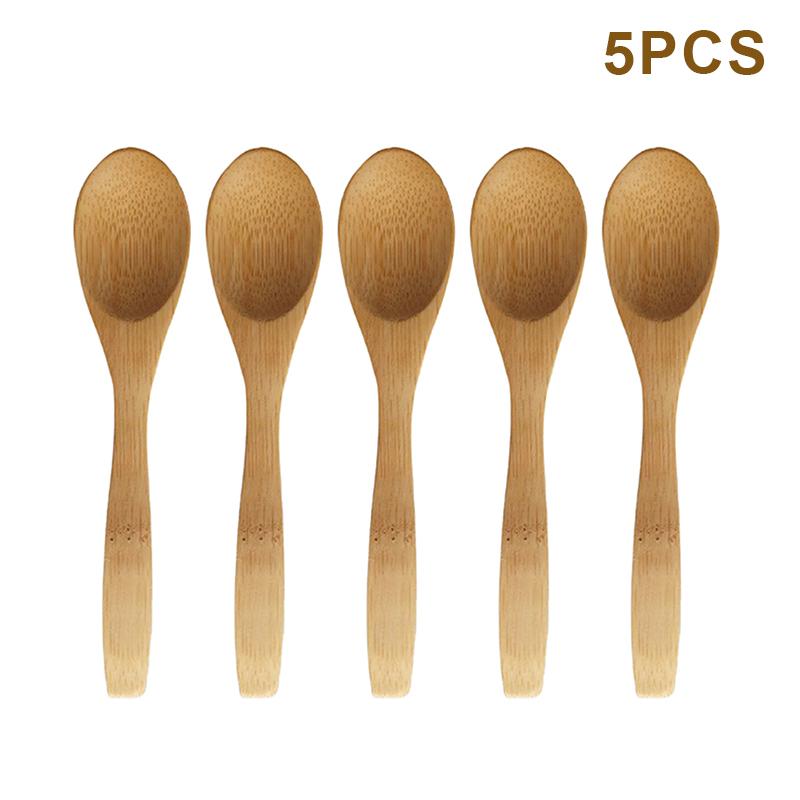 5Pcs Wooden Honey Spoon Ecofriendly Household Tableware Bamboo Kitchen Condiment Scoop Coffee Spoon Dessert Spoon Teaspoon