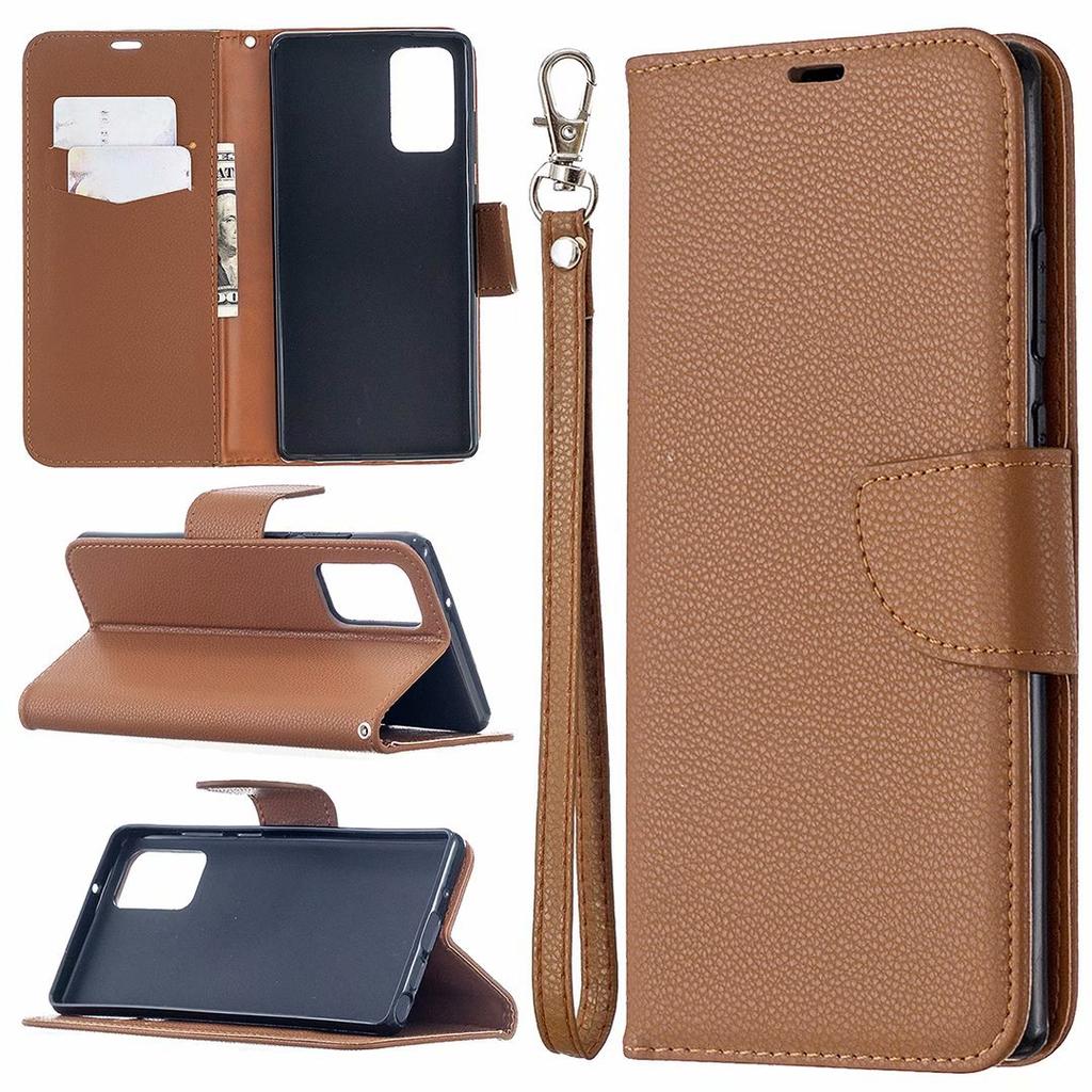 Applicable To iPhone16E Mobile Phone Leather Case 15Pro Solid Color Lychee Pattern Hand Rope Card Insert Wallet Protective Case 14plus