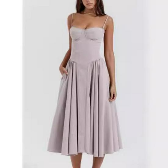 2024 French Retro Long Slip Dress - Court Style Dopamine Outfit