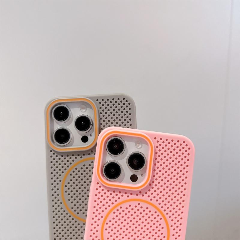 Luxury Contrasting Color Mesh Heat Dissipation Magnetic Protective Case for iPhone 16 Pro Max 15 14 13 12 Pro, Fully Shock-absorbing Protective Cover