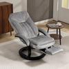 Swivel Recliner Chair with Footrest, Manual Recliner Armchair with Wooden Base, Plush Velvet Upholstered Reclining Chair for Living Room, Bedroom