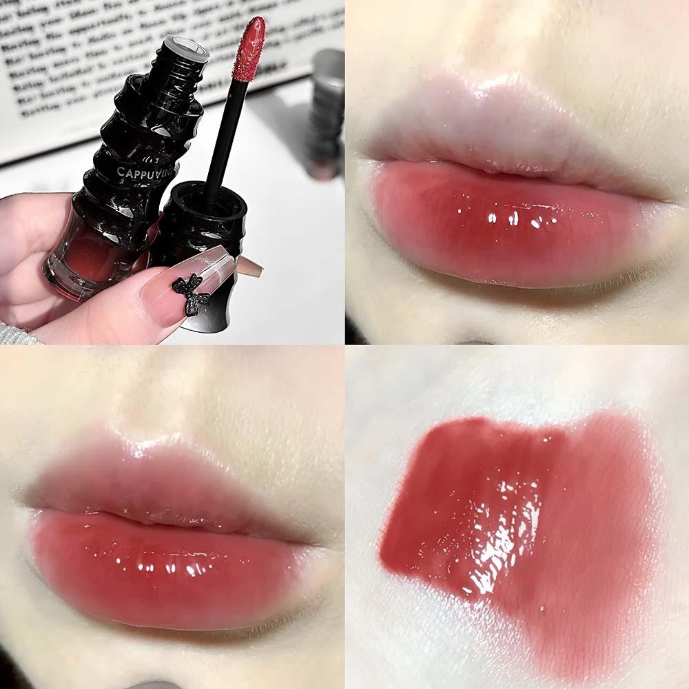 Punk Donkerrood Lipgloss Spiegelglans Zijdezacht Hydraterende Textuur Lipglazuur Niet-Plakkerig Chocolade Rood Kers Waterig Glanzende Lip Tint