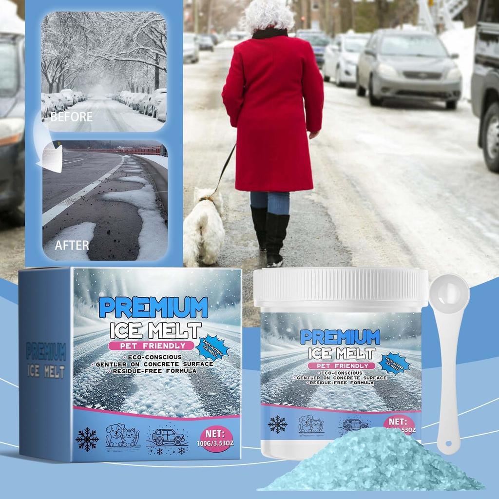 Sûr pour les animaux de compagnie Fondant de glace Adapté pour le béton Fondant de glace Sans danger pour les animaux de compagnie Pour le déneigement et le dégivrage, 100 g