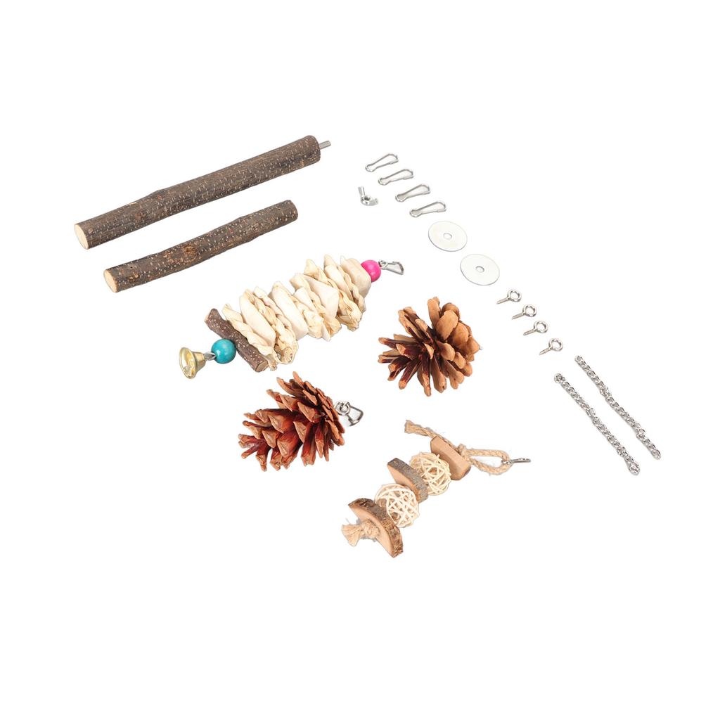 Parrot Chew Toys Multipuropse Logs Pine Cones Cuttlefish Bones Corn Leaves Bird Chewing Tearing Toy