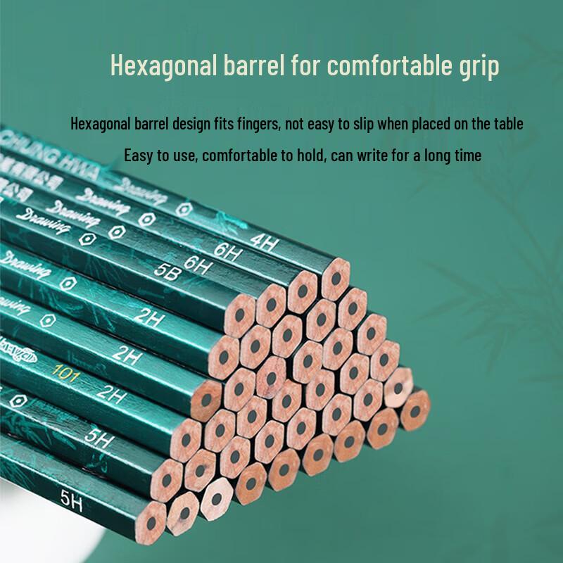 Zhonghua 101-2H Hexagonal Drawing Pencils, 12-Pack