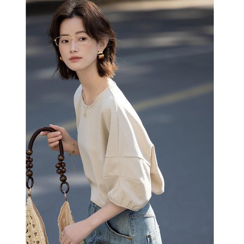 Women s Summer Urban Loose-Fit Round Neck Half Sleeve Shirt XL