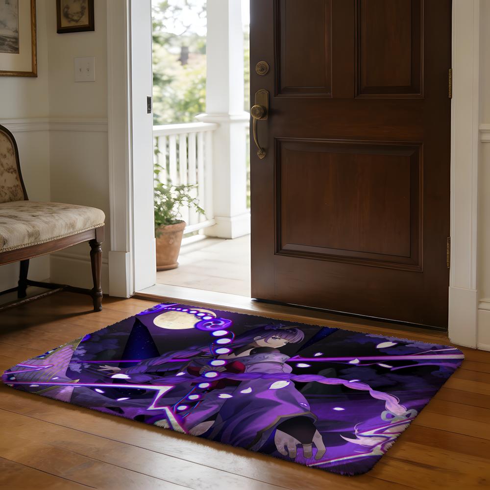 Genshin Lmpact Raiden Shogun Floor Mat Soft Flannel Absorbent Mat Non-Slip Rug Home Bedroom Bathroom