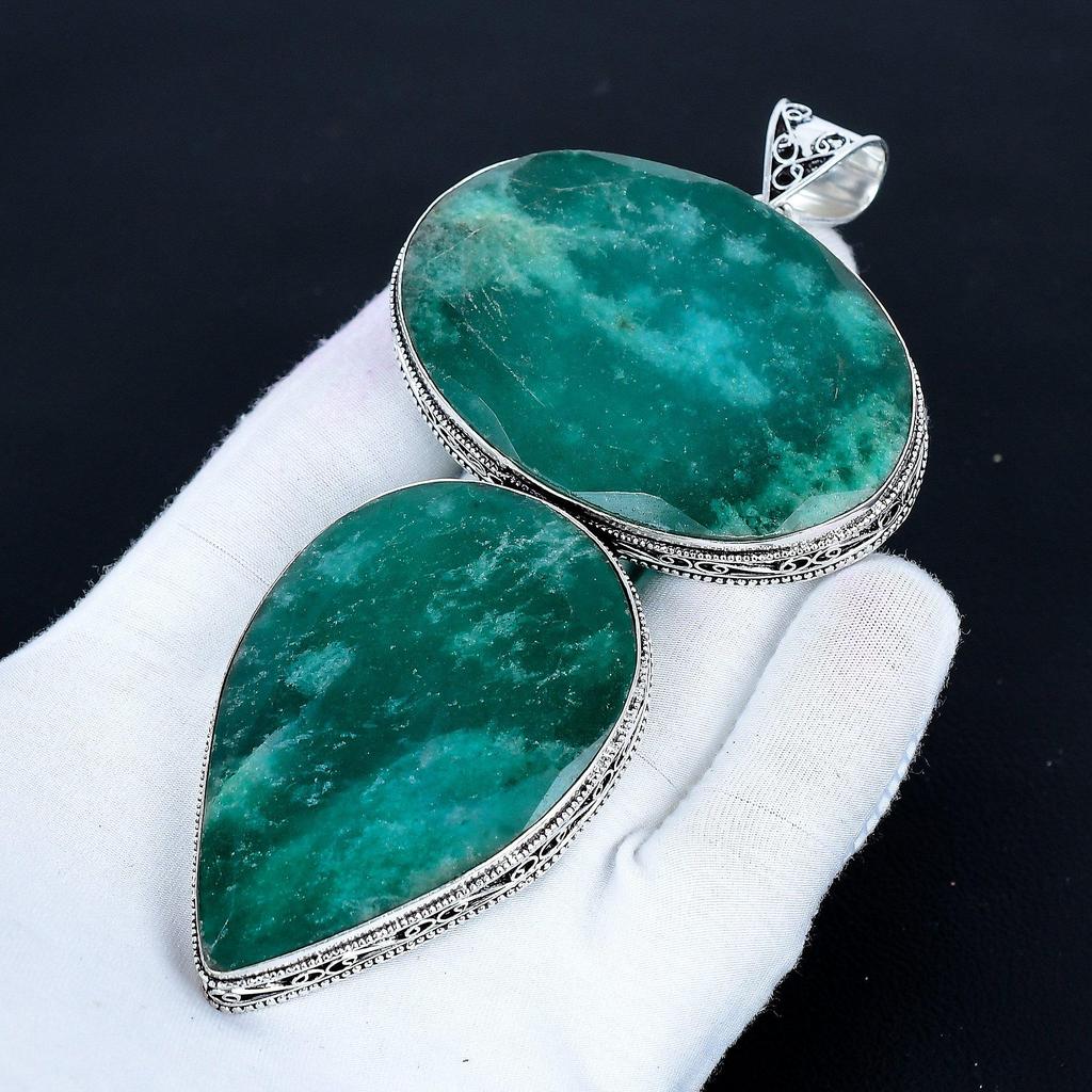 Emerald Pendant, 925 Sterling Silver Handmade Jewelry, Emerald Silver Pendant, Party Wear Jewelry For Women's, Pendant Valentine's Day Gift