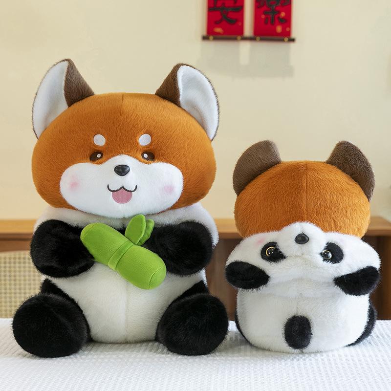 New Bear Chai Yuanyuan Doll Giant Panda Turns Into Raccoon Plush Toy Holding Bamboo National Treasure To Give Children's Gifts