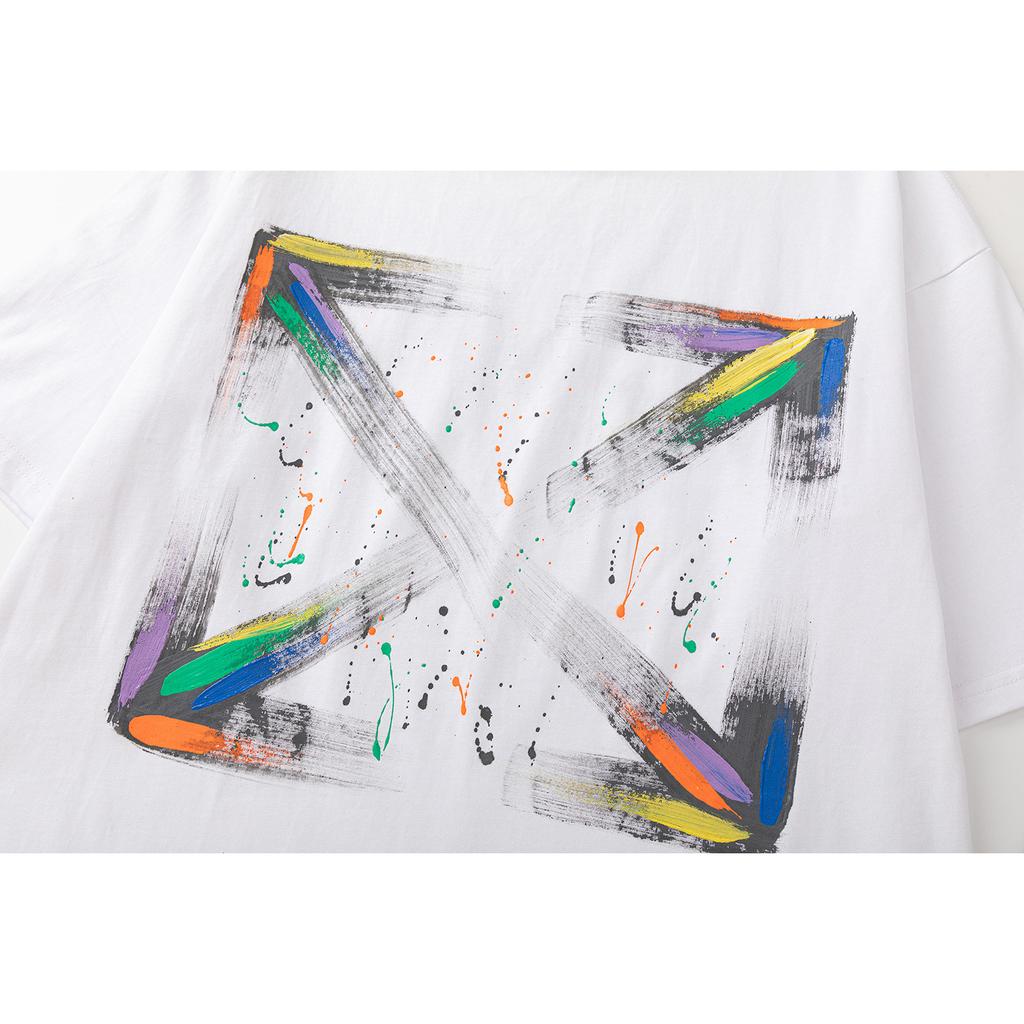 Off-White New Color Letter Arrow Pattern Round Neck Pullover Short Sleeved Men's and Women's T-shirts for Spring and Summer 2025