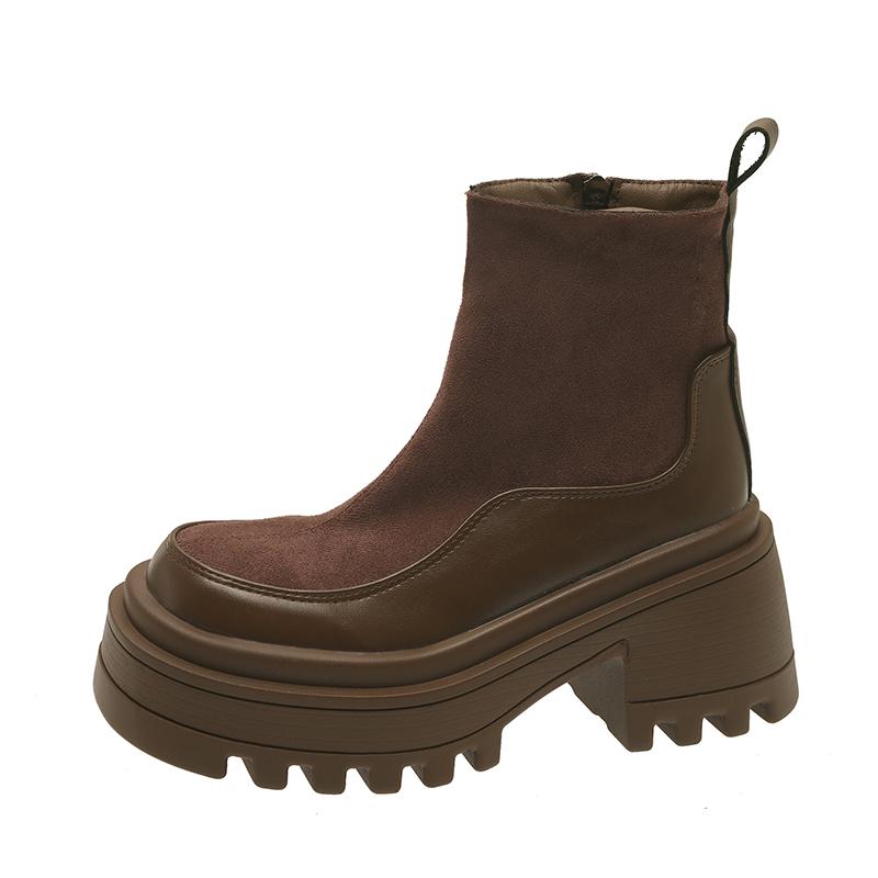 Fashion Vintage Platform Thick Bottom Women Ankle Boots Female Height Increase Short Booties Fashion Autumn Winter Women's Shoes