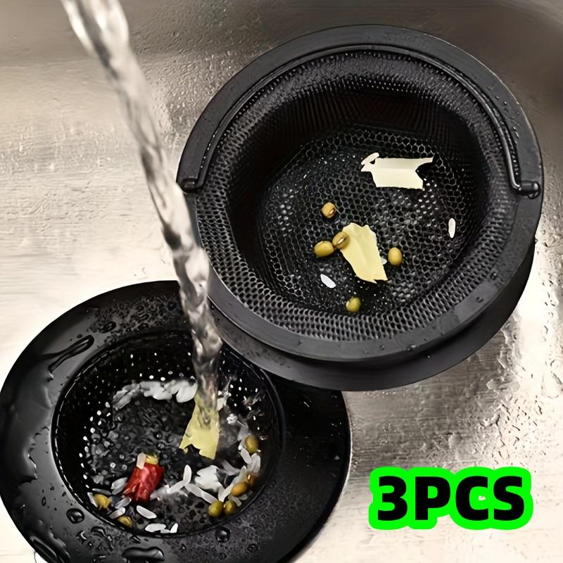 

3-Piece Set of Black Handle Filters for Kitchen Sinks, Stainless Steel Filter Mesh for Kitchen, Drain Filter Mesh, Stainless Steel Sink Filter Mesh