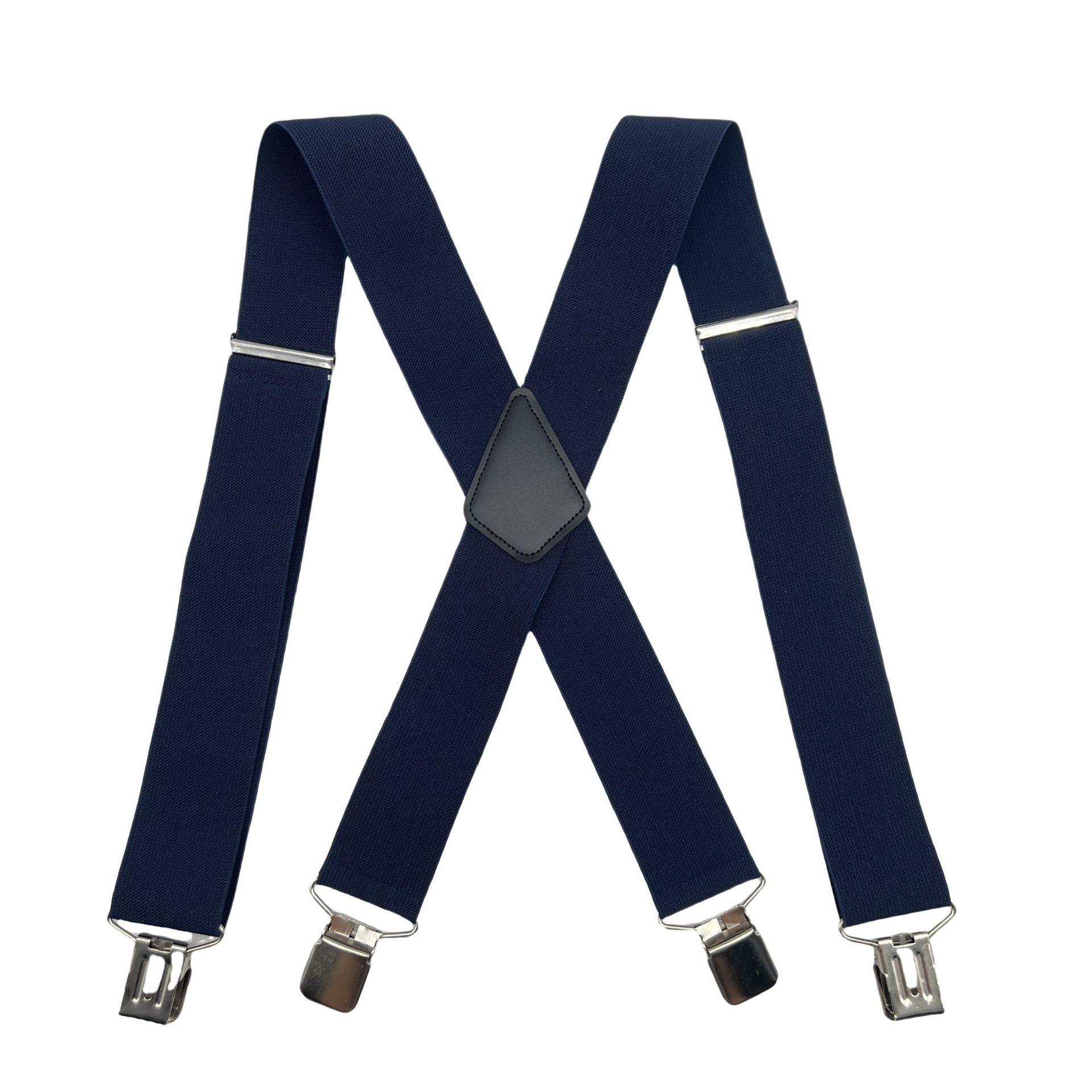 Мужские подтяжки X-типа 5 см - Эластичные подтяжки для брюк темно-синий