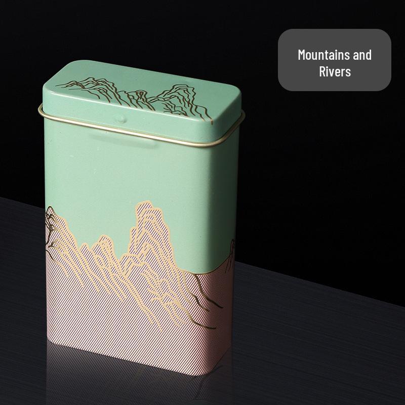 Men's 20-Capacity Tinplate Cigarette Case, Personalized Metal Hand-Rolled Holder, Multi-Pattern, Waterproof & Moisture-Proof.