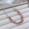 Natural strawberry crystal gravel necklace ice-through pink peach blossom strawberry crystal collarbone chain fashionable irregular and fresh