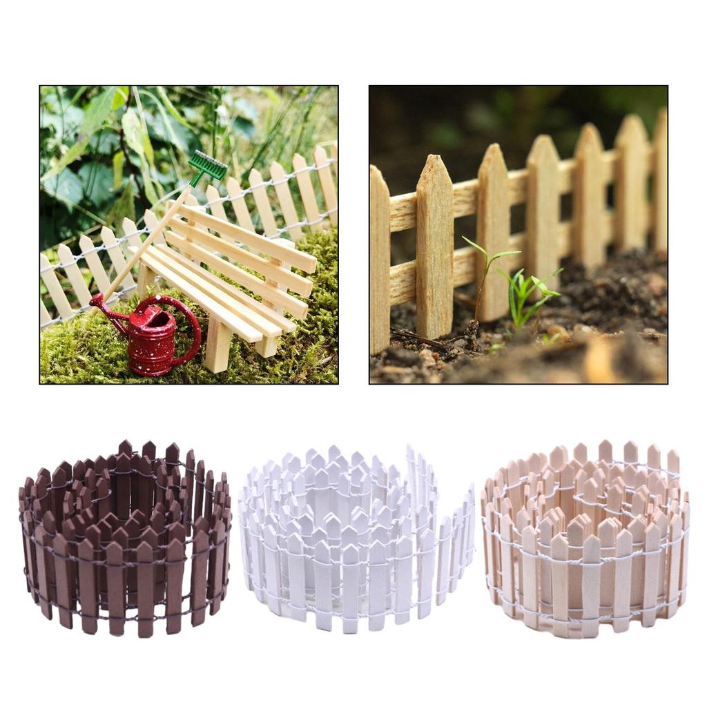 Miniature Fence Garden Decoration, Miniature Fairy Garden, Wood, Terrarium,