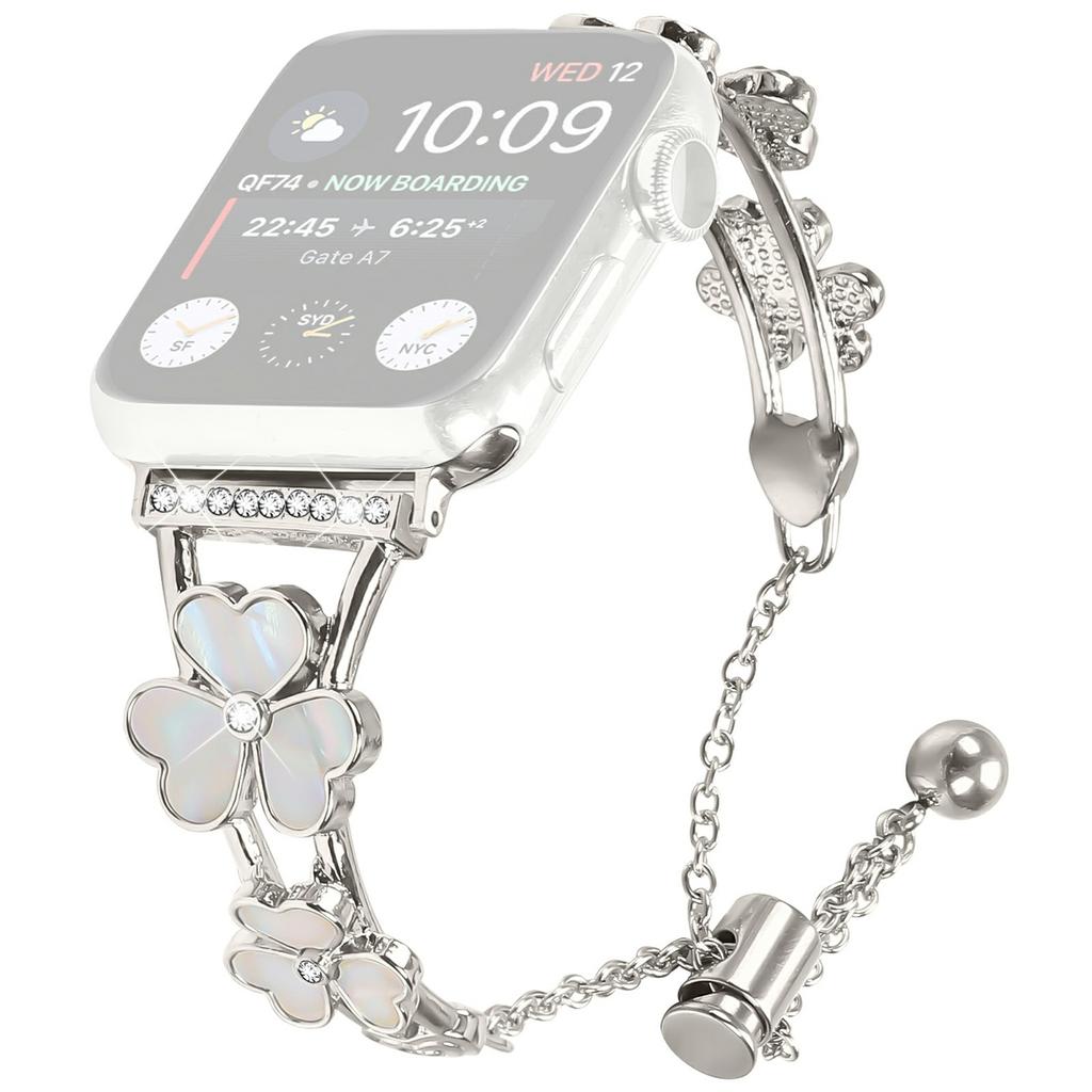 Watchband For Apple Watch Series 11 10 42mm/9 8 7 41mm/SE3 SE2 SE 6 5 4 40mm/3 2 1 38mm Heart Clover Zinc Alloy Metal Strap