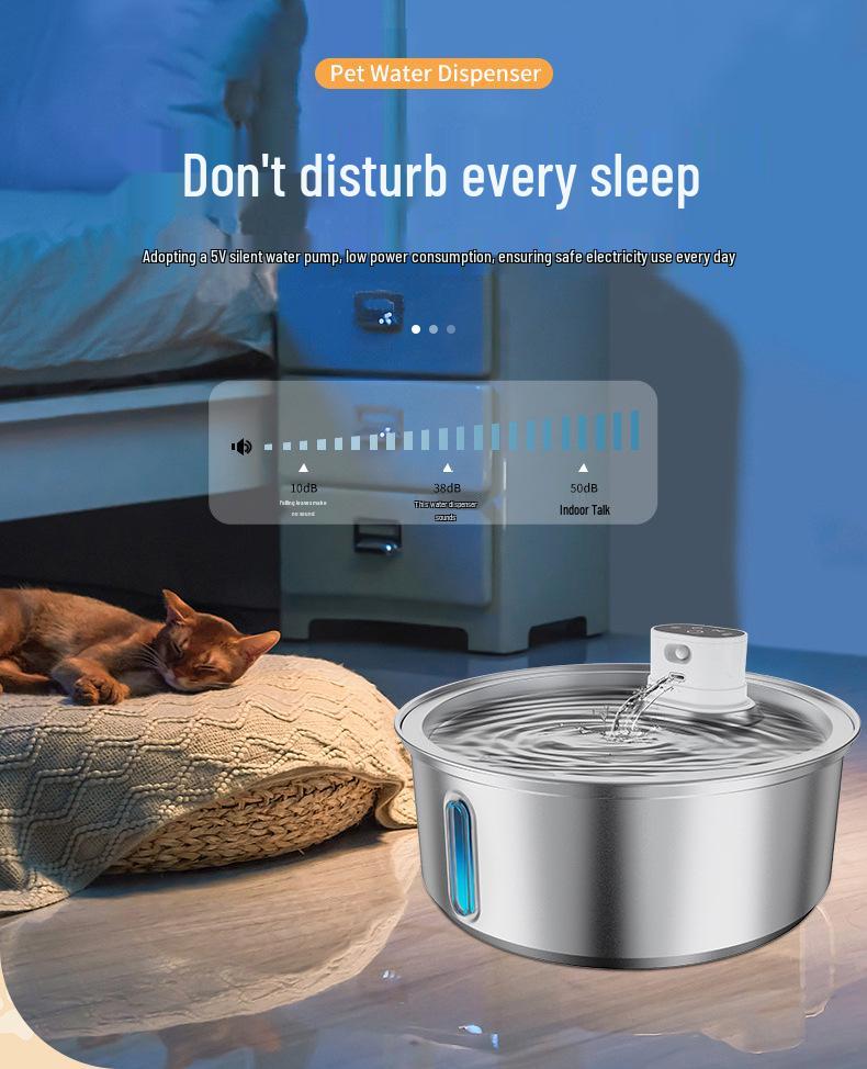 8L Stainless Steel Cat Water Fountain with Smart Sensor