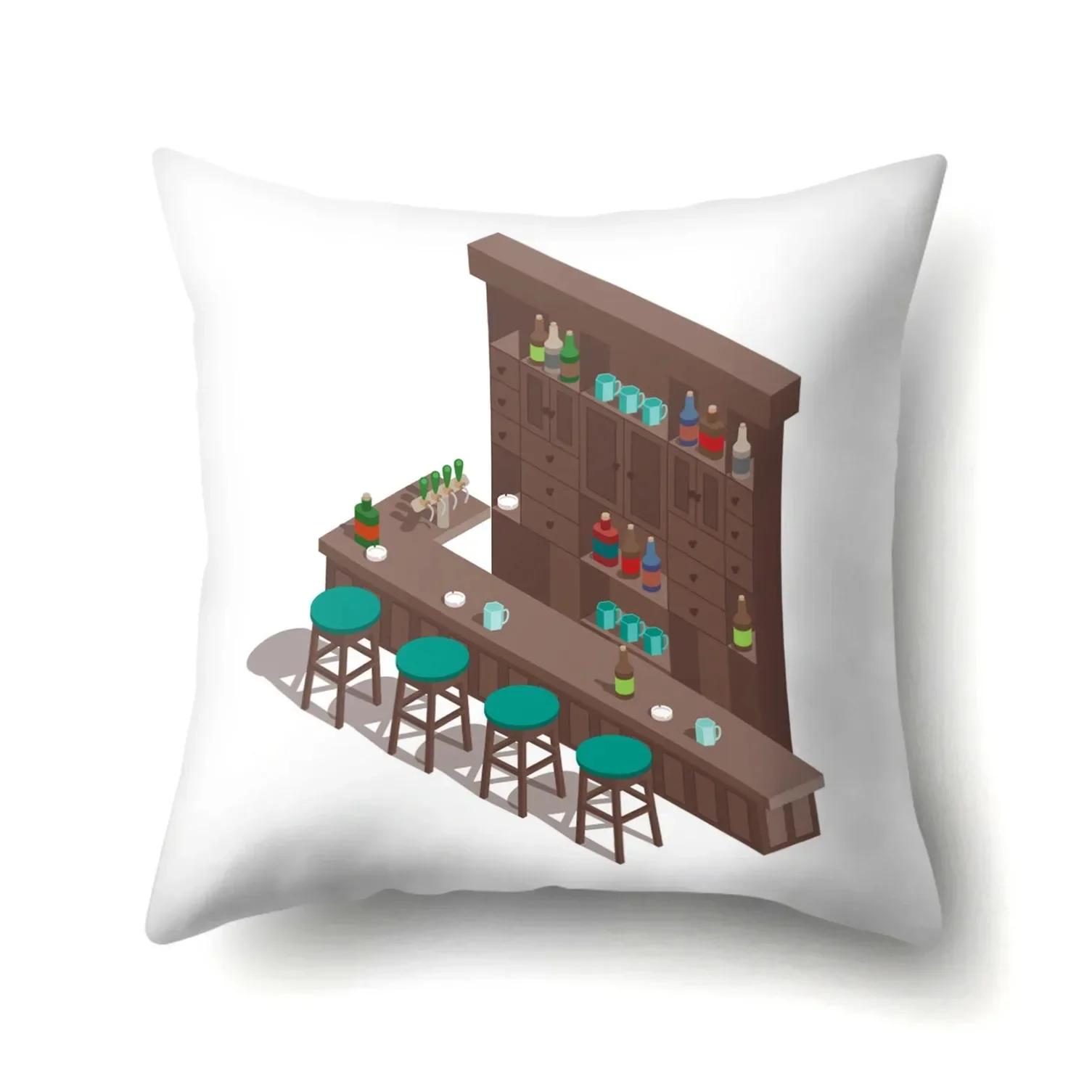 

Креативная наволочка для подушки в виде дома, украшение для дома, спальни, комнаты, офисного сиденья, дивана в гостиной X 66x66cm бордовый