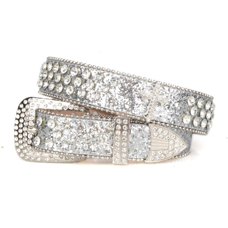 Ladies Cross European And American Rhinestone Inlaid Belt Punk Hip Hop Belt Yk2 Street Waist