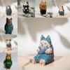 Wooden Cat Sculpture Creative Home Office Desk Ornament For Gifts And Decor