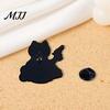 Dark Style Lapel Pin Enamel Craft Brooch Halloween Cartoon Black Cat Skeleton Shape Alloy Women Gift Badge Compact Size Easy to Fall Off