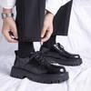 Autumn new men's black casual leather shoes with soft sole simple comfortable interior height increase casual formal shoes