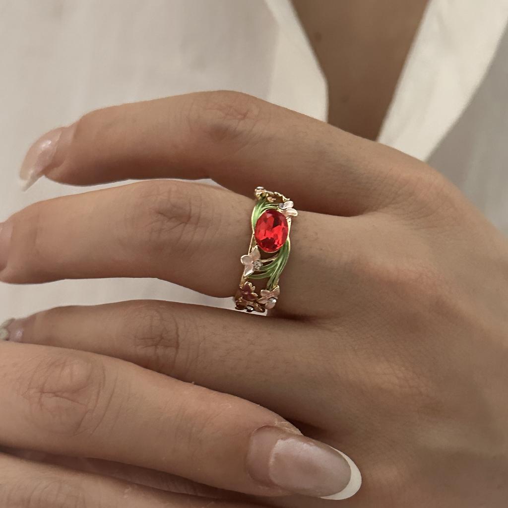 Boho Vintage Colorful Enamel Flower Bracelet For Women Gold Plated Crystal Zircon Hollow Floral Bangle Party Wedding Jewelry