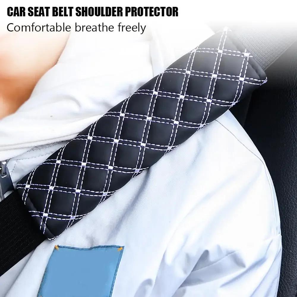 2PCS Universal PU Car Seat Belt Cover Plush Car Safety Belt Cover Shoulder Pad for Kids Adults Car Interior Accessories