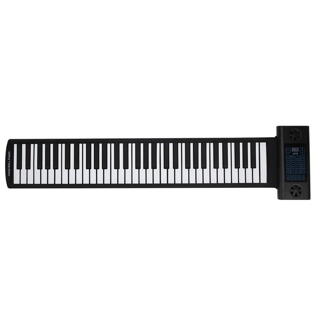 Soft Keyboard Piano 61‑Key Roll Up Silicone Rechargeable Dual Bluetooth Speakers 100‑240VUK Plug