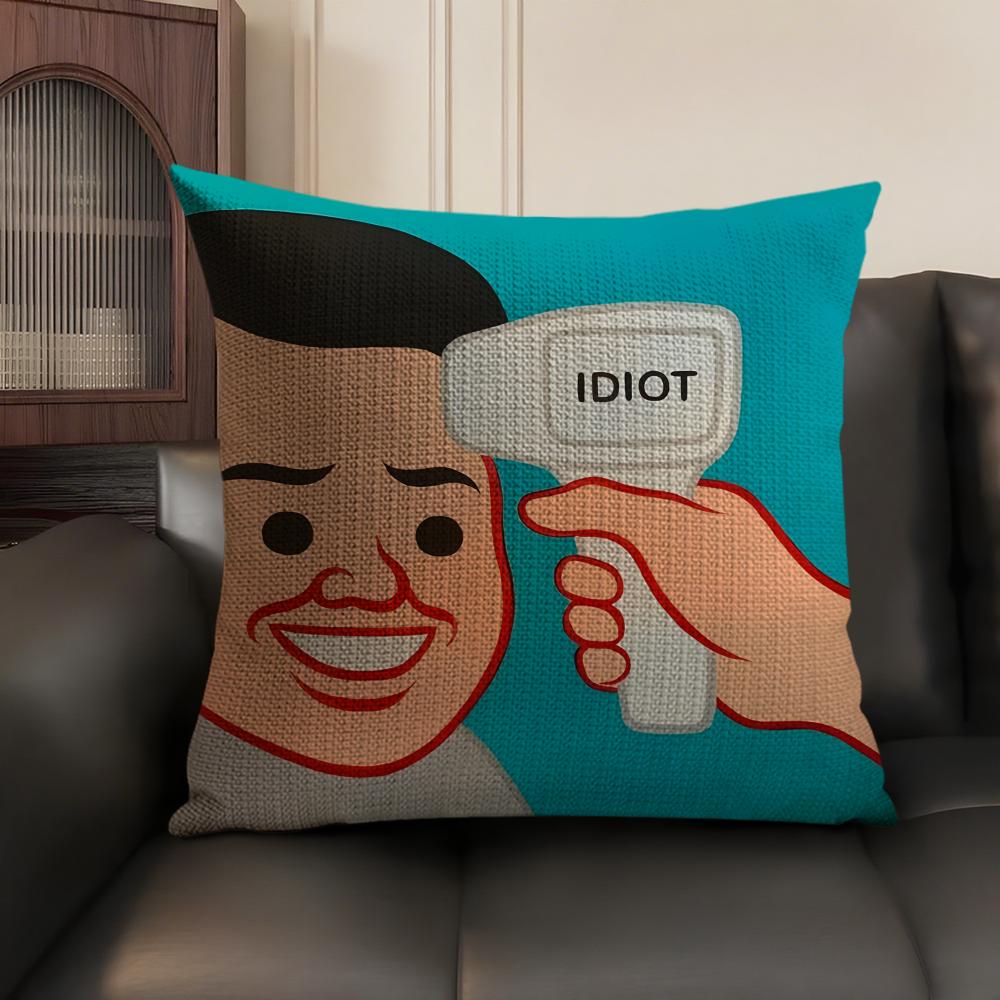 Art J-Joan C-Cornella Cushion Cover Natural Linen Organic Fabric Double-Sided Printing Sofa Home Decor Gift Pillow Case