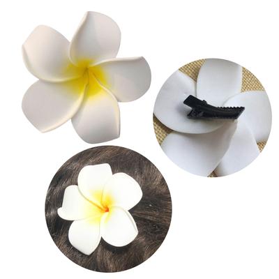 10 Pieces Hawaiian Hair Clip Plumeria Flower Hair Barrettes for Beach Party Wedding Hair Accessories 6 Size