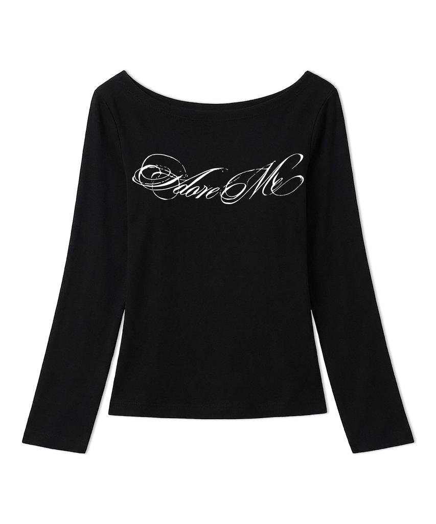 Ijeulum Adore Me Two-Way Boat Neck Long Sleeve (Black)