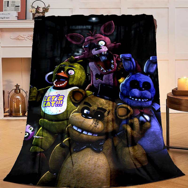 1PC Fnaf Character Collage Flannel Blanket Gift, Suitable for Both Men And Women, Soft Ideal for Beds And Sofa, Birthday Or Christmas Gift