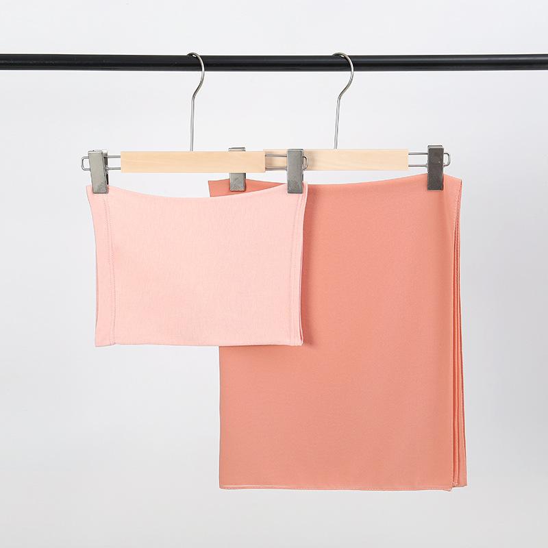 2pc/set Instant Chiffon Hijab Undercap Basic Stretchy Pullover Headscarf Outdoor Thin Breathable Sunscreen Head Wrap