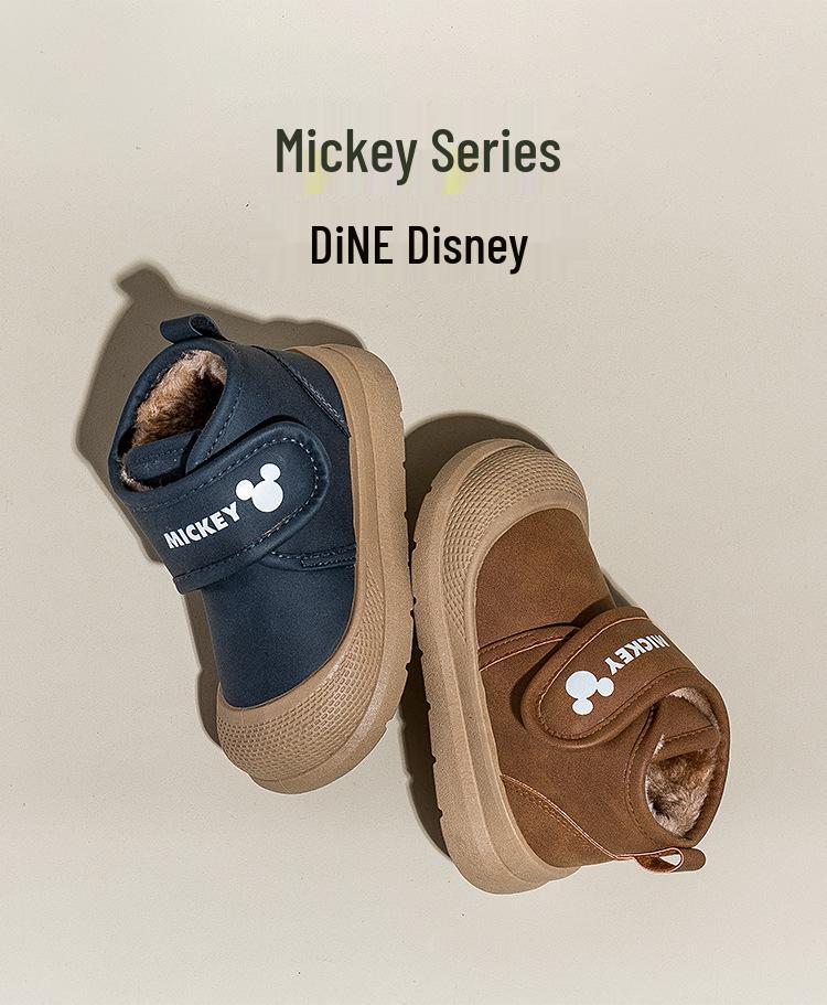 Mickey Children's Waterproof Leather Winter Snow Boots: Warm Cotton, Plus Velvet, Boys' 2025 Style