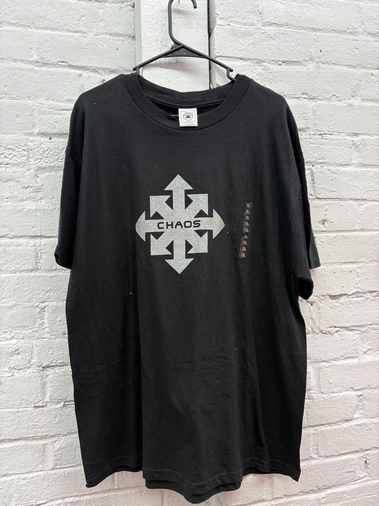 Chaos Shirt Mens XL Black Delta Pro Weight Graphic Arrows Logo Punk Tee Cotton
