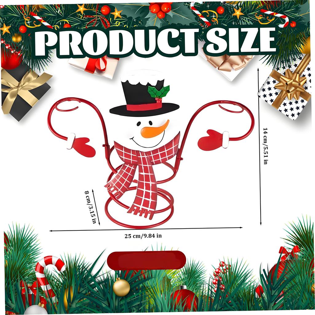 Festlig snögubbe vinflaskedekoration, metallställ för 1 flaska & 2 glas - Julfest & Hemmabarinredning