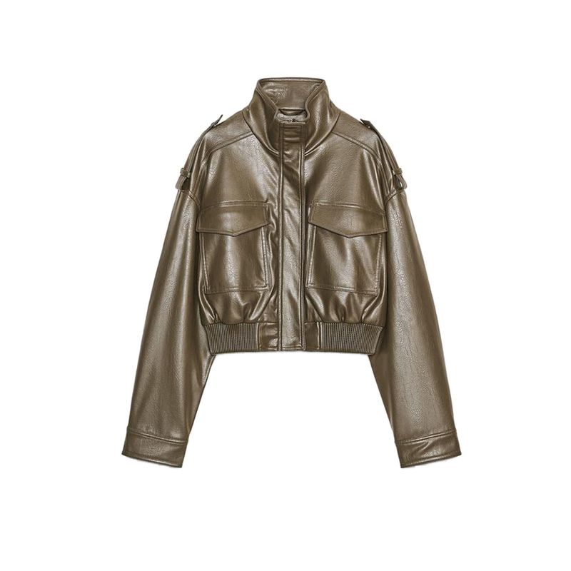 

Осень Новая Женская Одежда Французский Стиль Стиль Локомотива Глянцевая Кожа из Полиуретана Воротник-стойка Длинные Рукава Короткая Верхняя Одежда 4749701 Medium khaki L