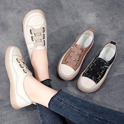 Women's Spring and Autumn Korean Style Single Shoes Soft Soled Velcro Board Shoes