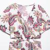2025 Spring/Summer Women's Slim Open Waist V-Neck Print Dress