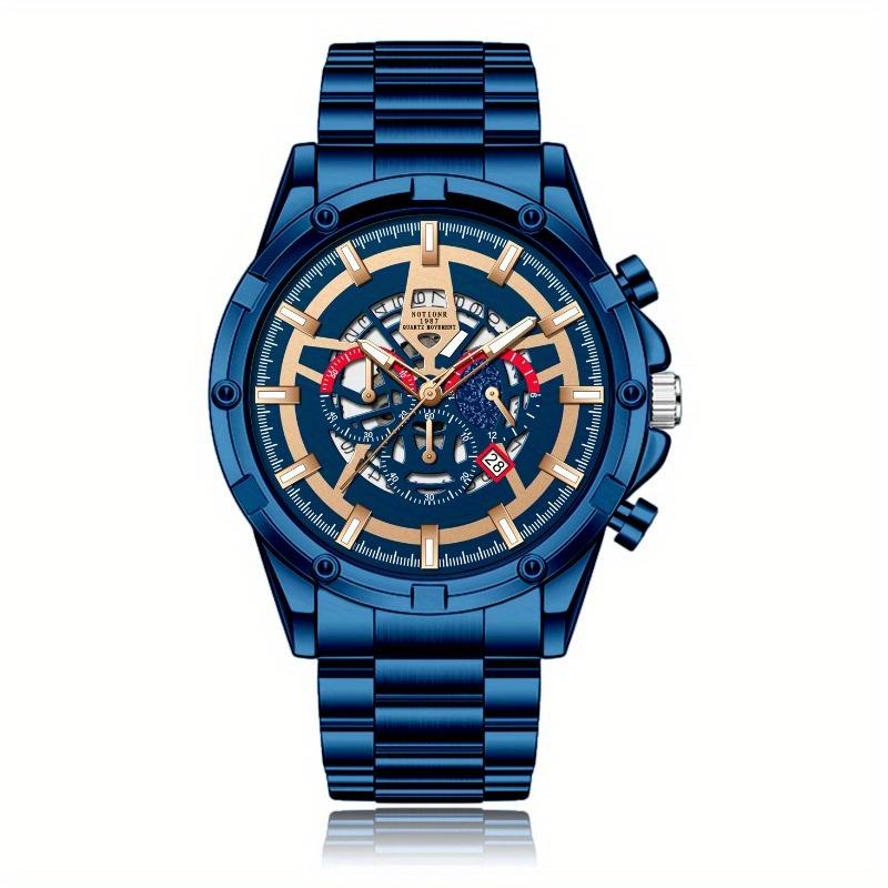 

Модные мужские роскошные деловые кварцевые часы Ремешок из нержавеющей стали Наручные часы Подарки на День отца