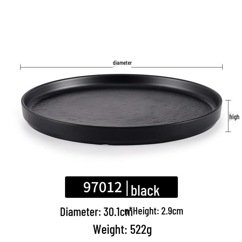 Japanese Style Black Melamine Round Serving Plates (2-Pack)