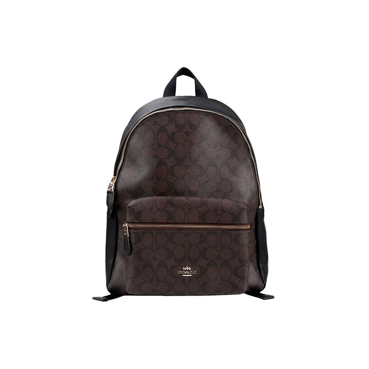 COACH Charlie Coated Canvas Backpack Large Women's Dark Brown (Unisex) Backpacks 58314 IMAA8