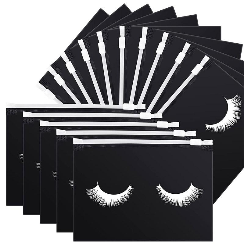 50 Stück/Set Wimpern-Nachpflegebeutel Wiederverwendbare Plastik-Make-up-Taschen Toiletten-Reiseaufbewahrungstasche Eva-Make-up-Beutel Kosmetik mit Reißverschluss