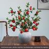 High-End Artificial Pomegranate Flower & Fruit Tree Branch Arrangement for Living Room or Dining Table Decor.