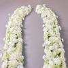 2.4M Artificial Flowers Wedding White Rose Road Guide Decoration Table Runner Flower Row Floral Backdrop Arrangement Arch Decor
